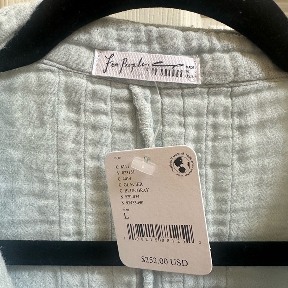 CP Shades Free People Glacier Blue Textured Tunic Size Large - Picture 4 of 5